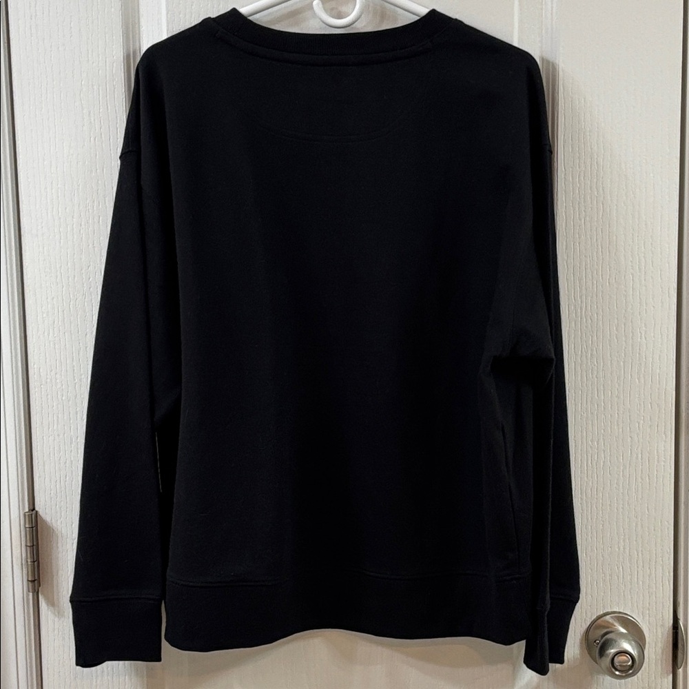 NWT Karl Lagerfeld Paris Long Sleeve Black Top Sweatshirt - Picture 7 of 8